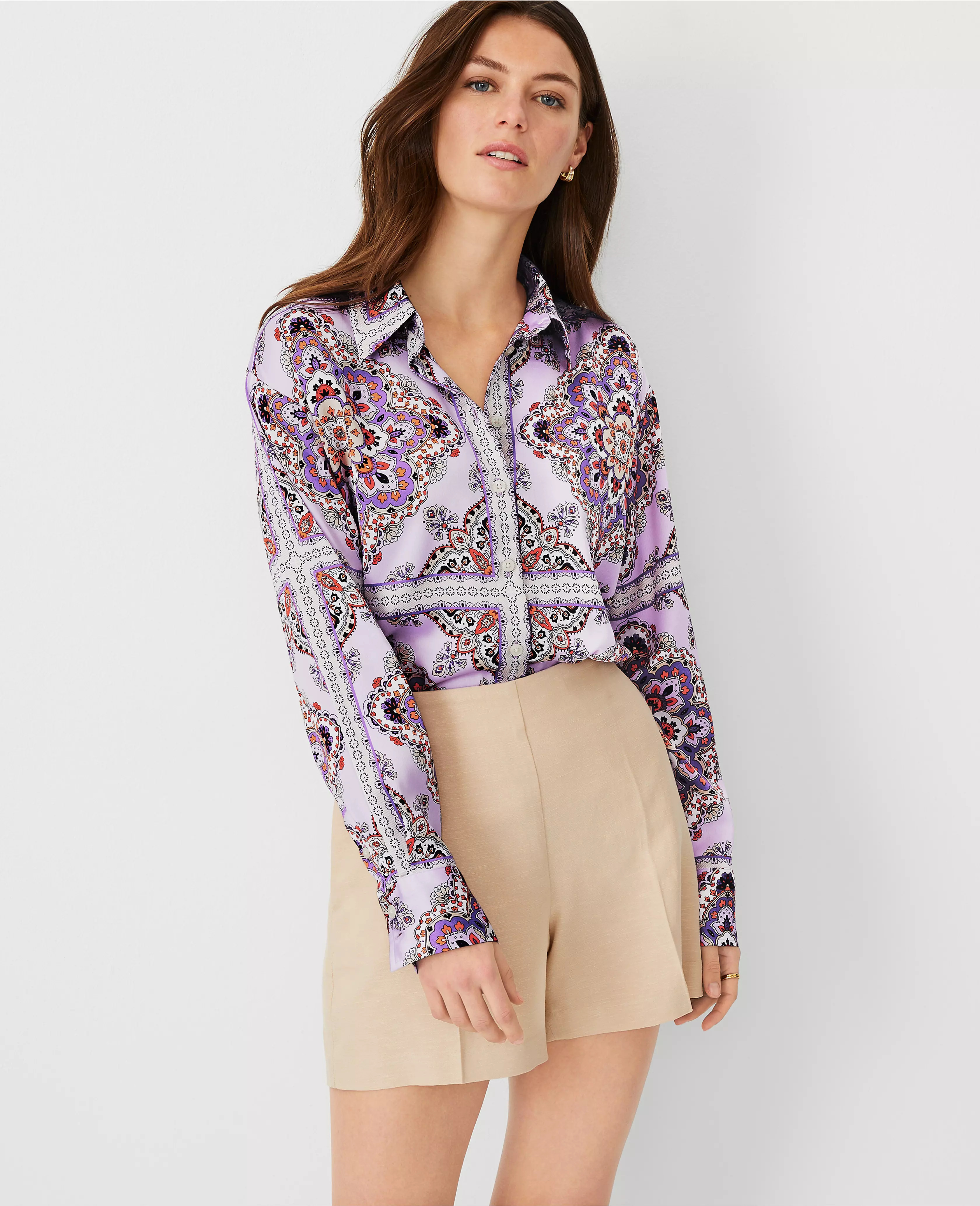 Tile Print Oversized Shirt | Ann Taylor (US)