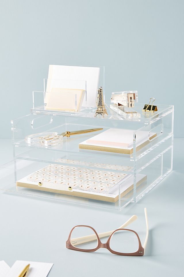 Acrylic Bloc Collection Desk Storage | Anthropologie (US)