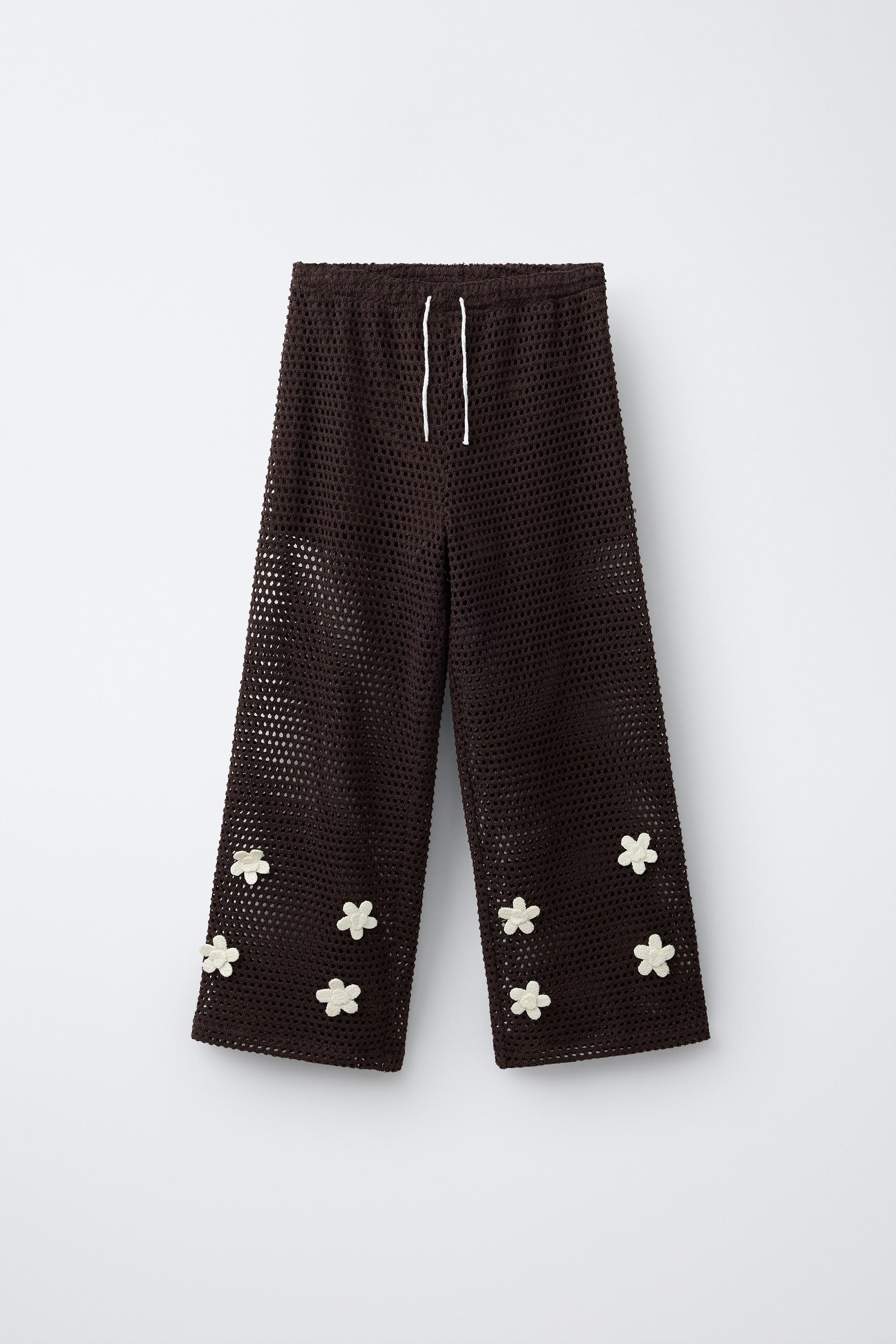 WIDE LEG CROCHET FLOWER PANTS | Zara US