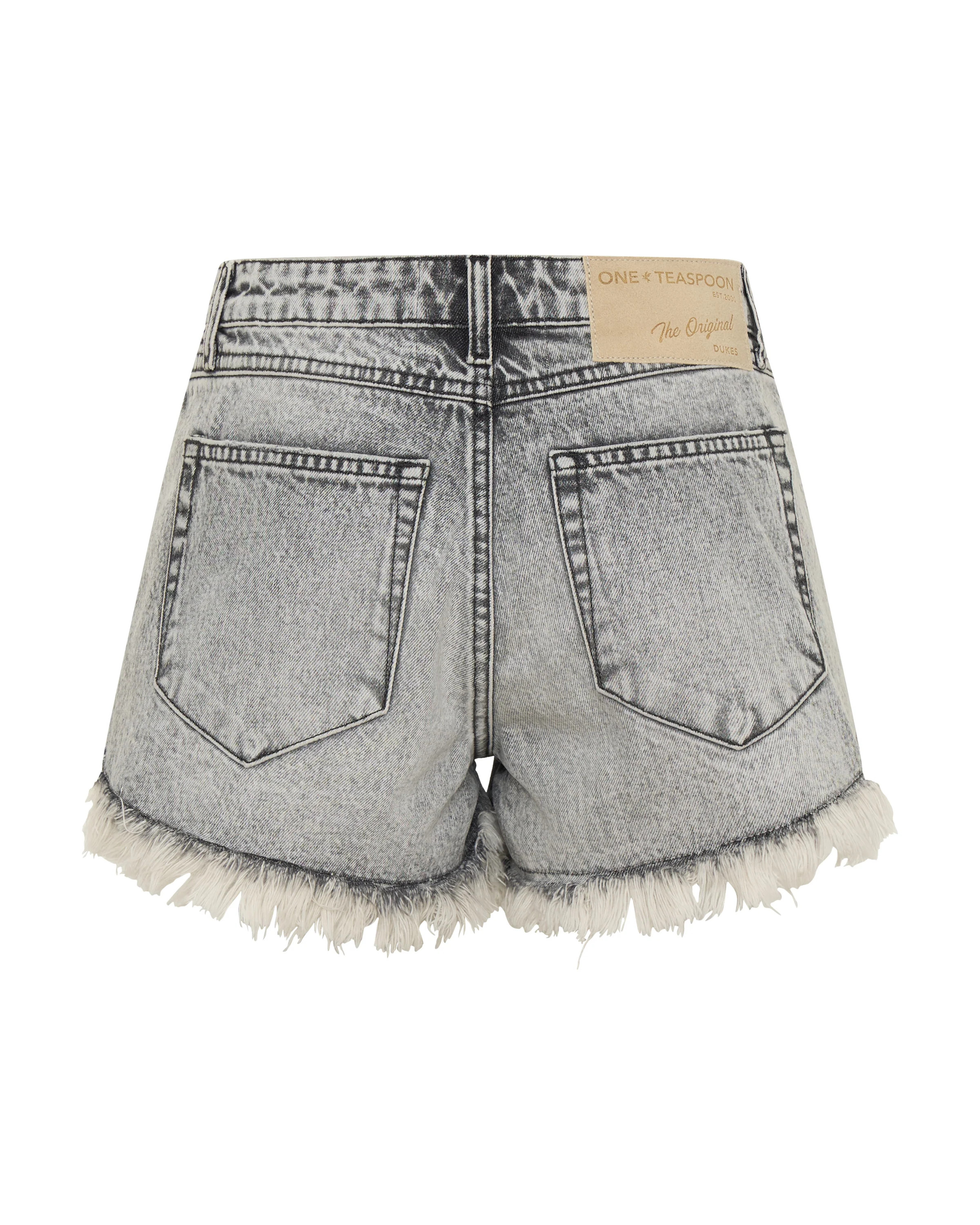 Dukes Low Waist Mini Denim Shorts - Soft Grey | One Teaspoon | OneTeaspoon
