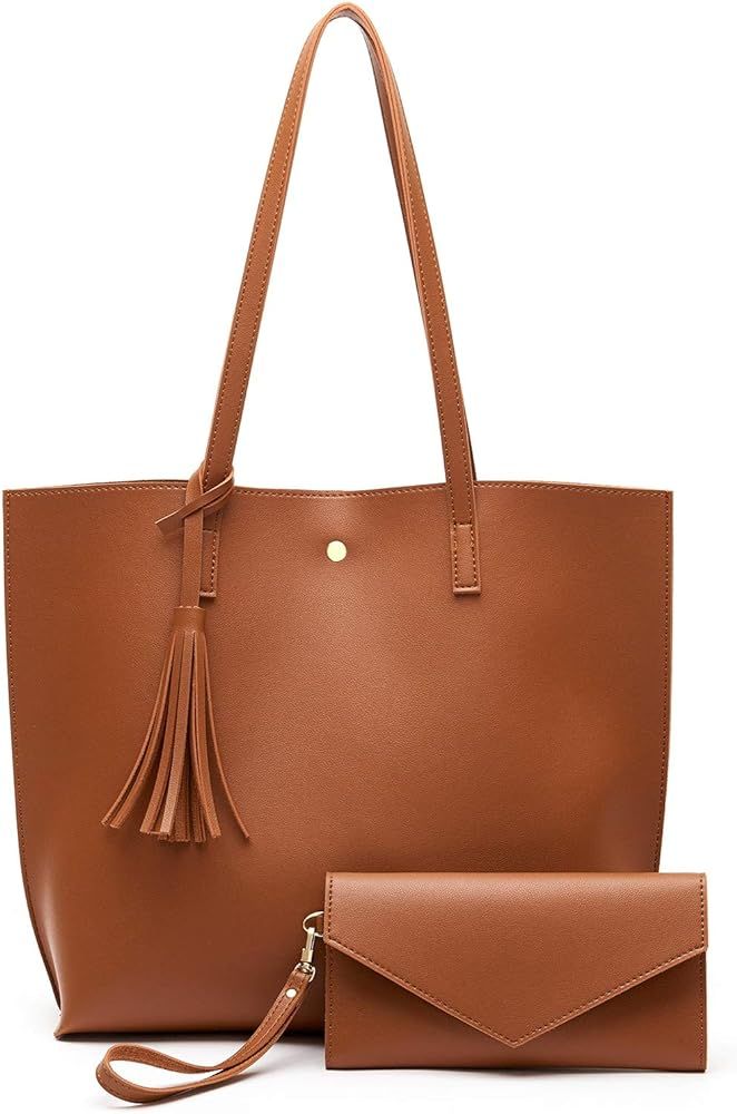 Women Purse,Soft Leather Tote Handbag,Big Capacity Tassel Shoulder Bags Wallet | Amazon (US)