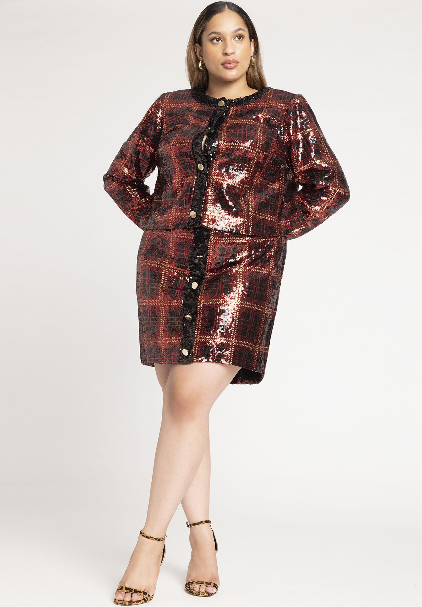Plaid Sequin Skirt | Eloquii