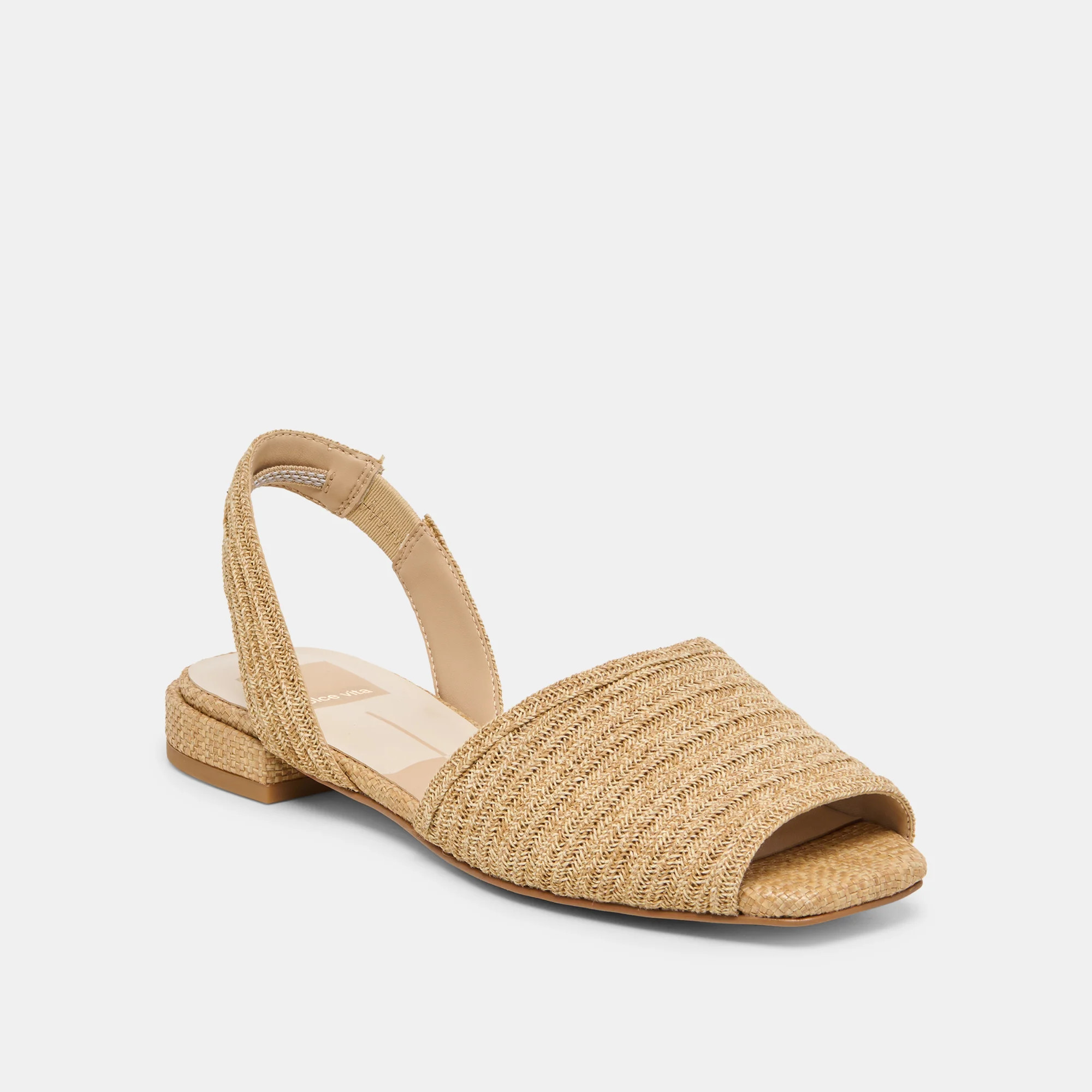 MARZY Natural Raffia Slingback Peep-Toe Sandals | Dolce Vita | DolceVita.com