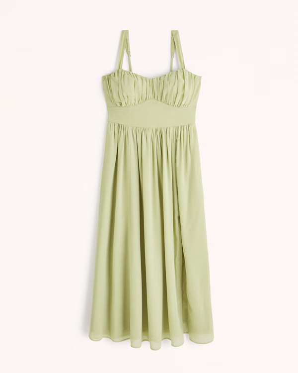 Ruched Chiffon Midi Dress | Abercrombie & Fitch (US)