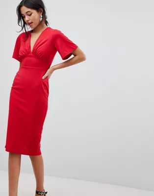 ASOS DESIGN crepe tea dress with flutter sleeve | ASOS US