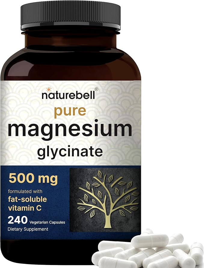 NatureBell Magnesium Glycinate Capsules 500mg | 240 Count, 100% Chelated & Purified, 3rd Party Te... | Amazon (US)