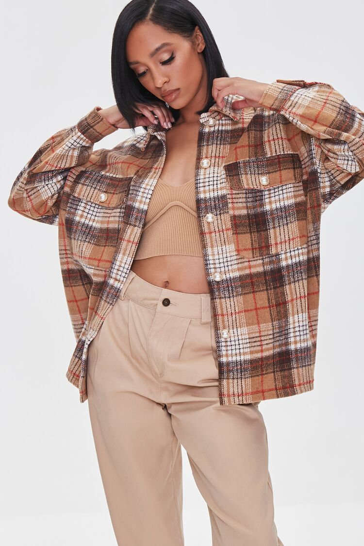 Plaid Faux Pearl Shacket | Forever 21 (US)