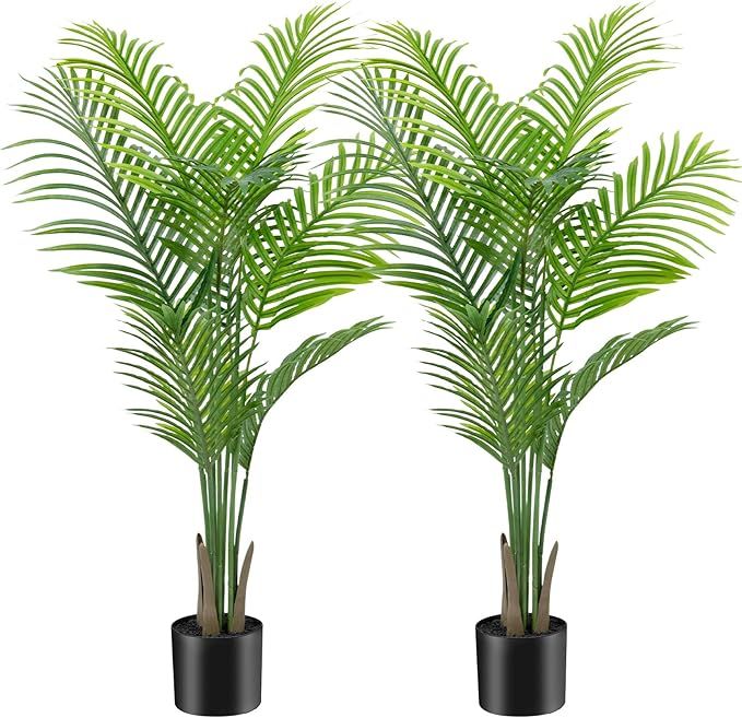 AnTing Artificial Areca Palm Plant Faux Tropical Tree 4FT, Fake Palm Tree Indoor Decor with 9Trun... | Amazon (US)