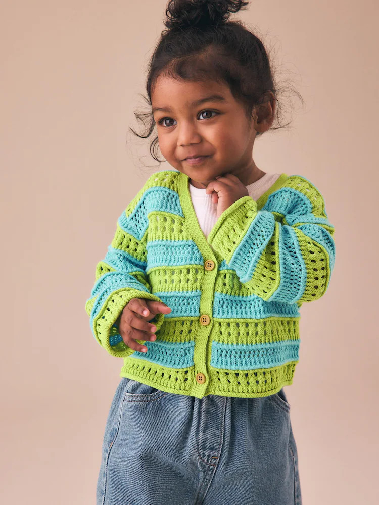 Green/Blue V-Neck Crochet Cardigan (3mths-7yrs) | Next US