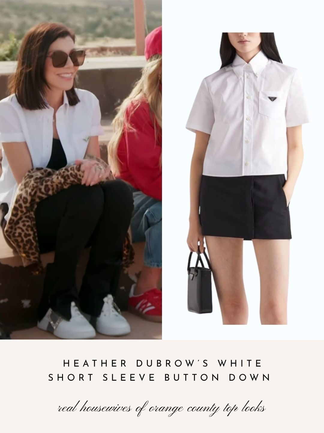 Heather Dubrow’s White Short Sleeve Button Down