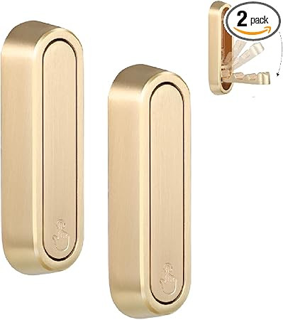 Folding Coat Hooks, 2 Pcs Foldable Gold Wall Hooks Heavy Duty Foldable Hook Bathroom Towel Hooks ... | Amazon (US)