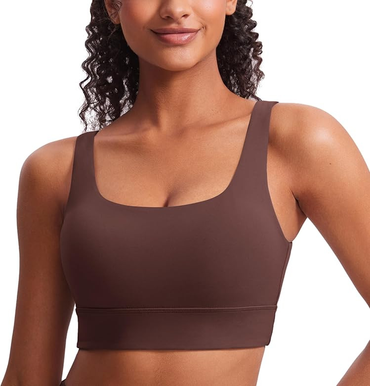 CRZ YOGA Butterluxe Womens U Back Sports Bra - Scoop Neck Padded Low Impact Yoga Clothes Workout ... | Amazon (US)