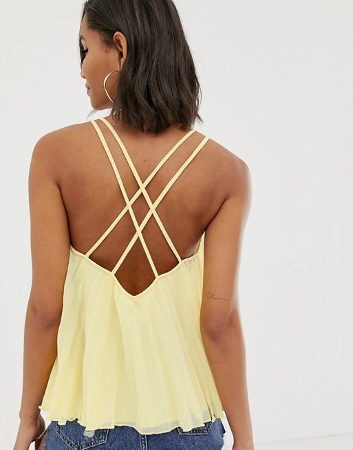 ASOS DESIGN pleated cami with cross back | ASOS US