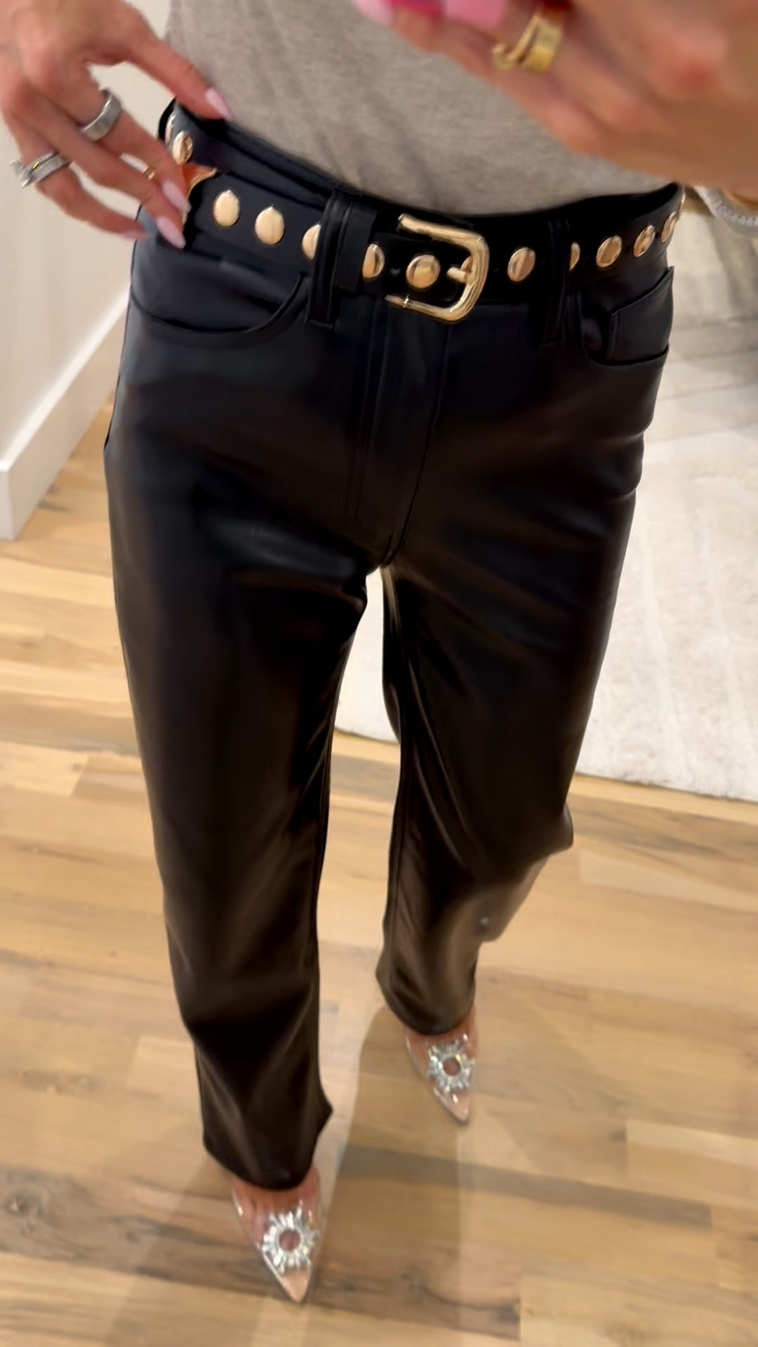 Favorite faux leather pants flattering on everyone and come in petite length. Wearing 23 x short 
40% off 

#LTKSaleAlert #LTKPetite #LTKFindsUnder50