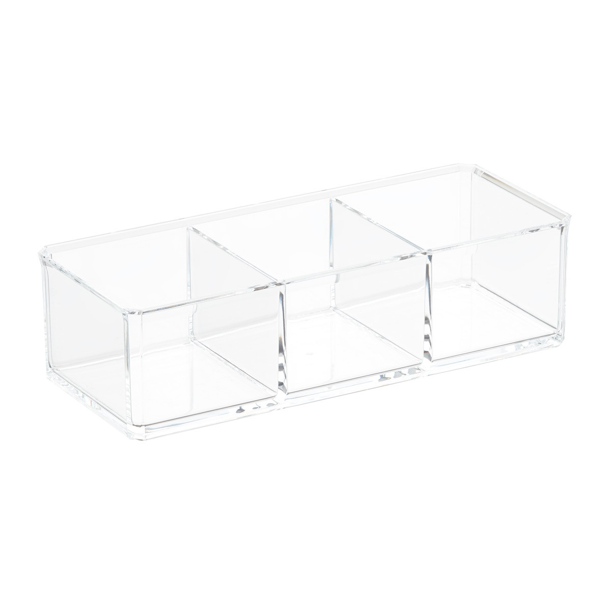 3-Section Acrylic Edge Stacking Bin Clear | The Container Store