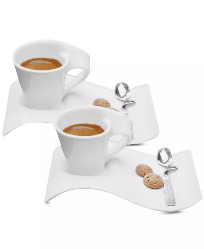 Villeroy & Boch New Wave Caffe Set of 2 Espresso Cups and Saucers - Macy's | Macys (US)