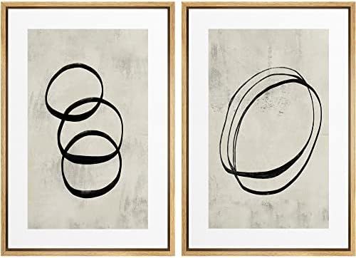 Amazon.com: SIGNWIN Framed Canvas Print Wall Art Set Black Tan Ring Spiral Collage Abstract Shape... | Amazon (US)