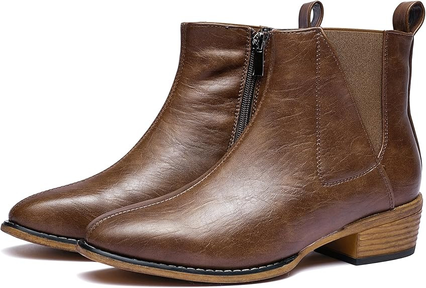 Women's Ankle Boots Mid-height Heels Chelsea Zipper Dressy Booties | Amazon (US)