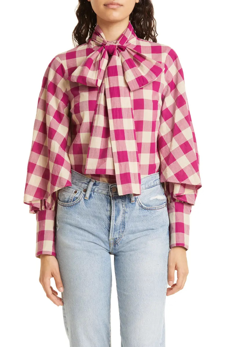 Gigi Gingham Tie Neck Top | Nordstrom