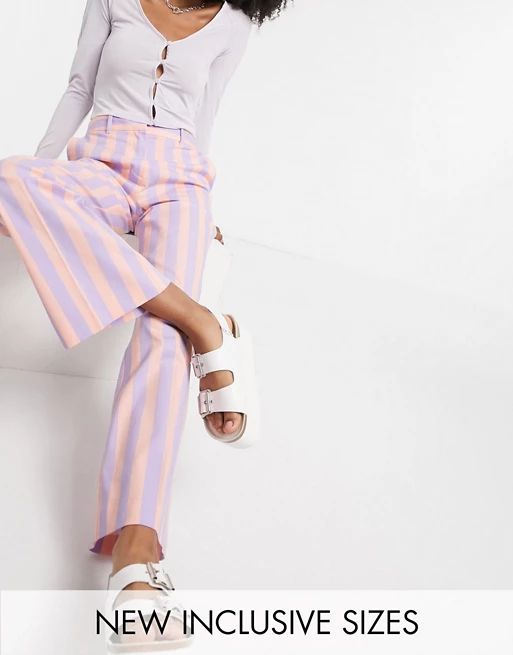 COLLUSION wide leg pink stripe pants | ASOS (Global)