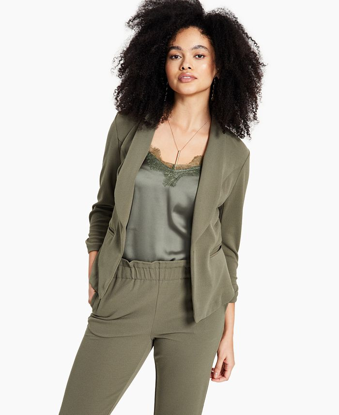 Bar III Knit-Crepe Ruched-Sleeve Blazer, Created for Macy's & Reviews - Jackets & Blazers - Women... | Macys (US)