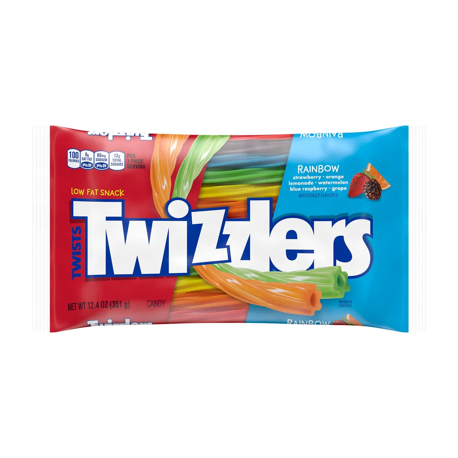 Twizzlers Twists Rainbow Flavored Licorice Style Low Fat Candy, Bag 12.4 oz | Walmart (US)