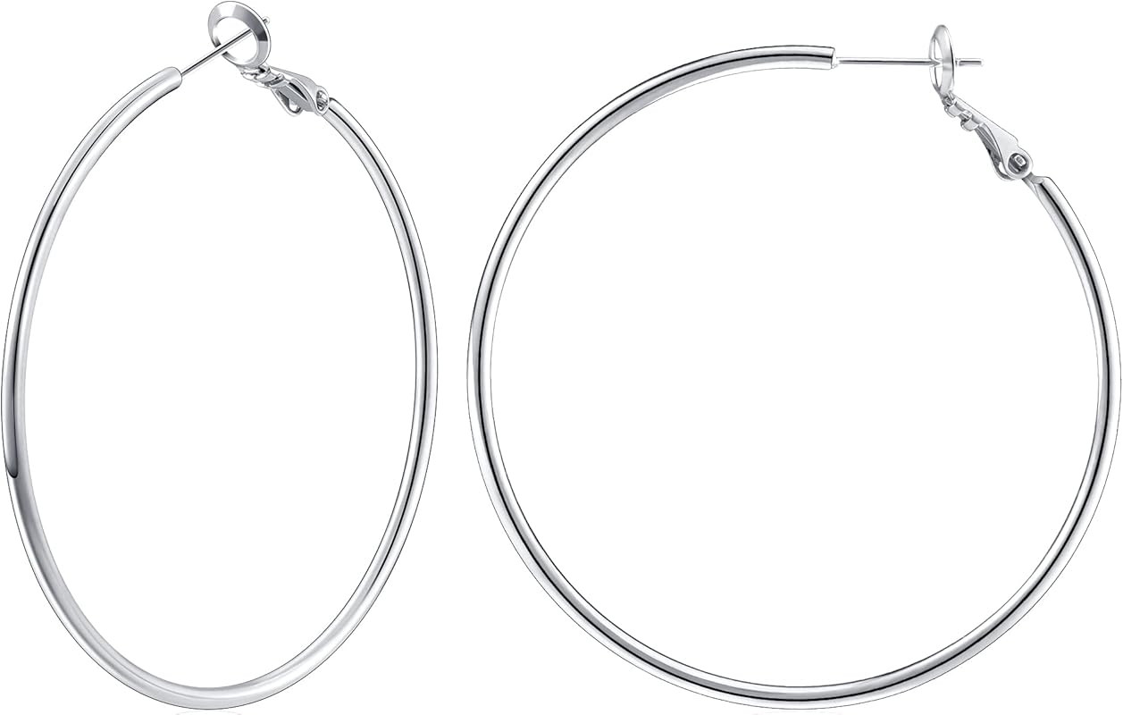 Hoop Earrings for Women 14K Real Gold Plated, 925 Sterling Silver Post Gold hoops for Women | Amazon (US)