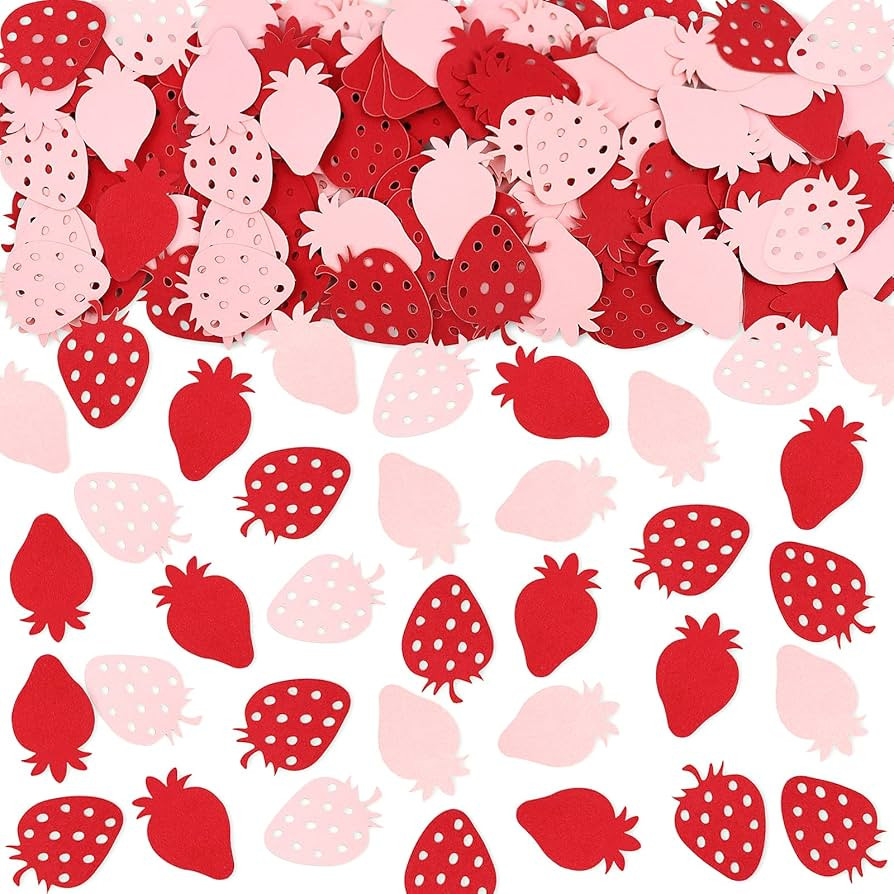 100PCS Strawberry Confetti Strawberry Table Pink and Red Confetti for Baby Shower Themed Bee Birt... | Amazon (US)