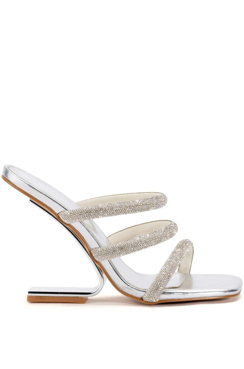 DIONNE-SILVER HEELED SANDAL | Azalea Wang