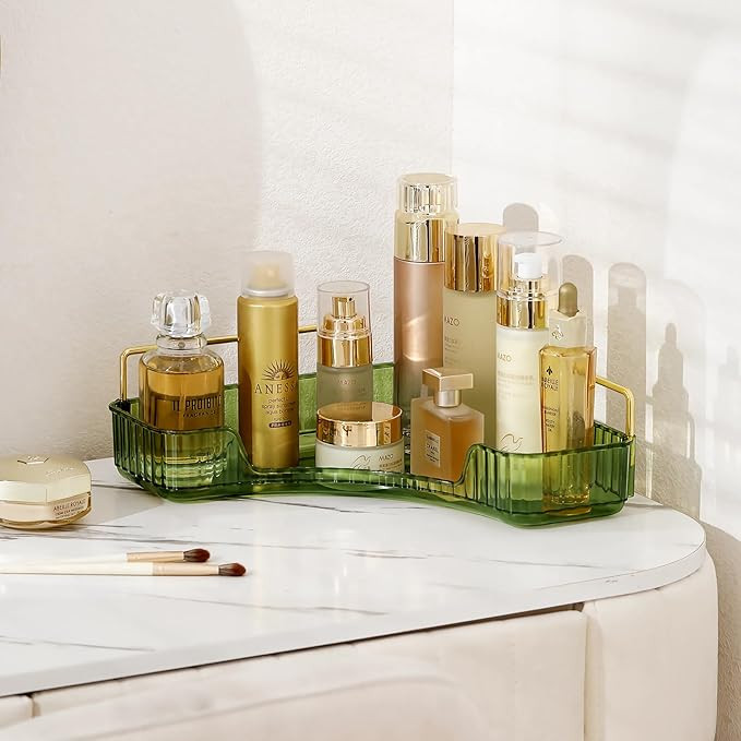 INVSSENE Corner Bathroom Countertop Organizer, Vanity Trays for Bathroom Counter, Makeup Organize... | Amazon (US)