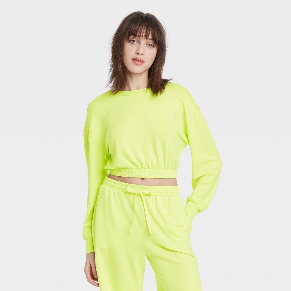 Women's Cropped Lounge Sweatshirt - Colsie Yellow XL | Target