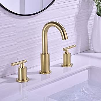 TRUSTMI 2 Handle 8 Inch Brass Bathroom Sink Faucet 3 Hole Widespread with Valve and cUPC Water Su... | Amazon (US)