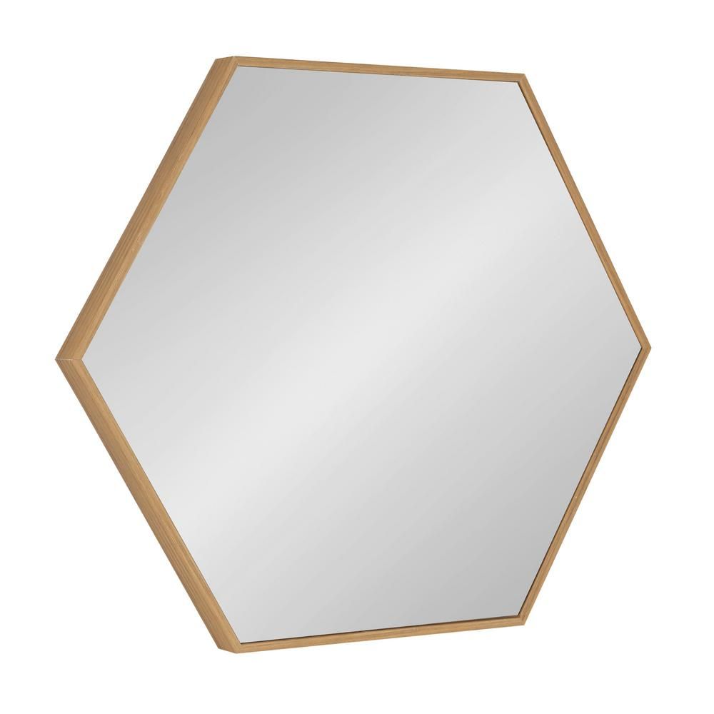 Rhodes 25 in. x 22 in. Classic Hexagon Framed Natural Wall Mirror | The Home Depot