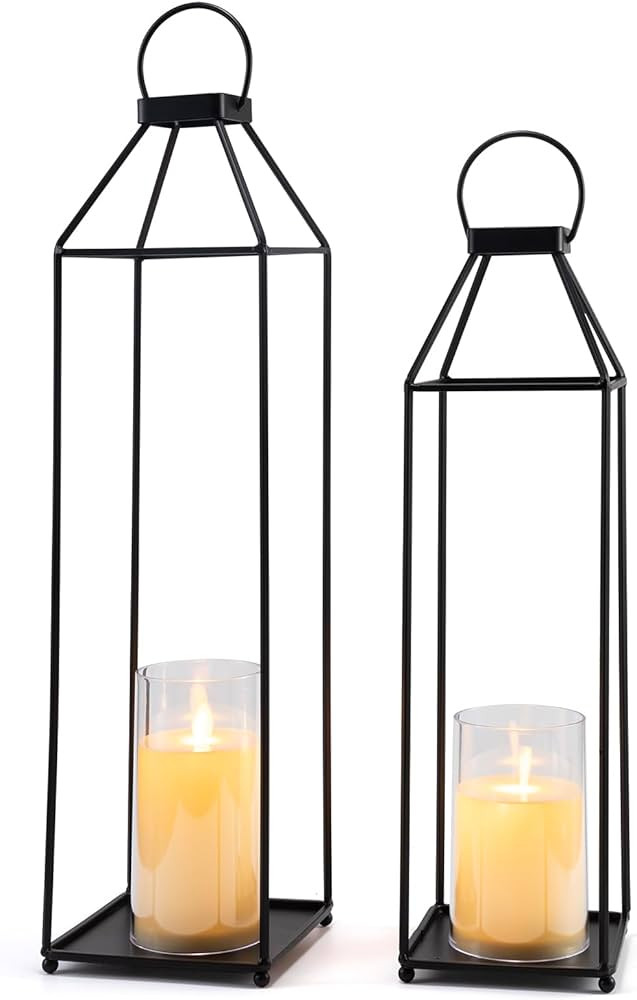 Outdoor Lantern 2pcs Decorative Candle Lantern Large Porch Lanterns Decorative Front Porch Lanter... | Amazon (US)