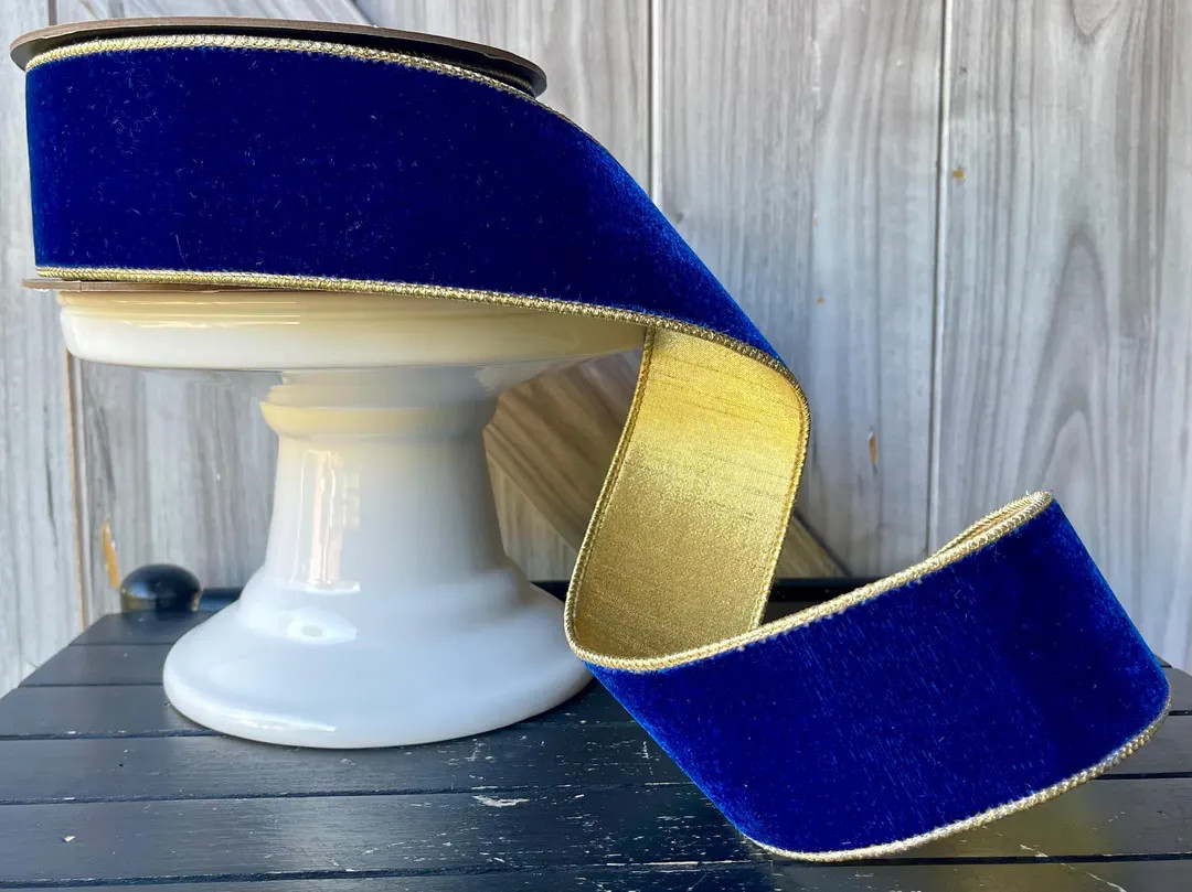 D Stevens, 10 Yards, 2.5 Inch Wired Ribbon, Velvet Ribbon, Sapphire Blue Ribbon, Luxury Ribbon, D... | Etsy (US)