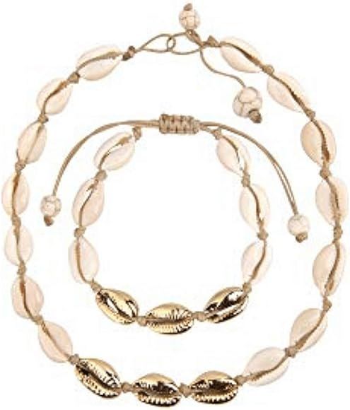 Believe London Natural Shell Necklace Bracelet Anklet Choker Seashell Women Men Statement Adjusta... | Amazon (US)