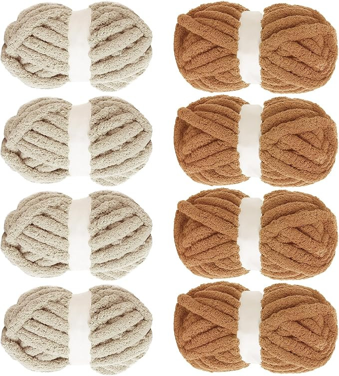 MABOZOO Assorted Chunky Yarn for Crocheting 8 Pack,Fluffy Jumbo Chenille Yarn,Soft Plush Yarn Bul... | Amazon (US)