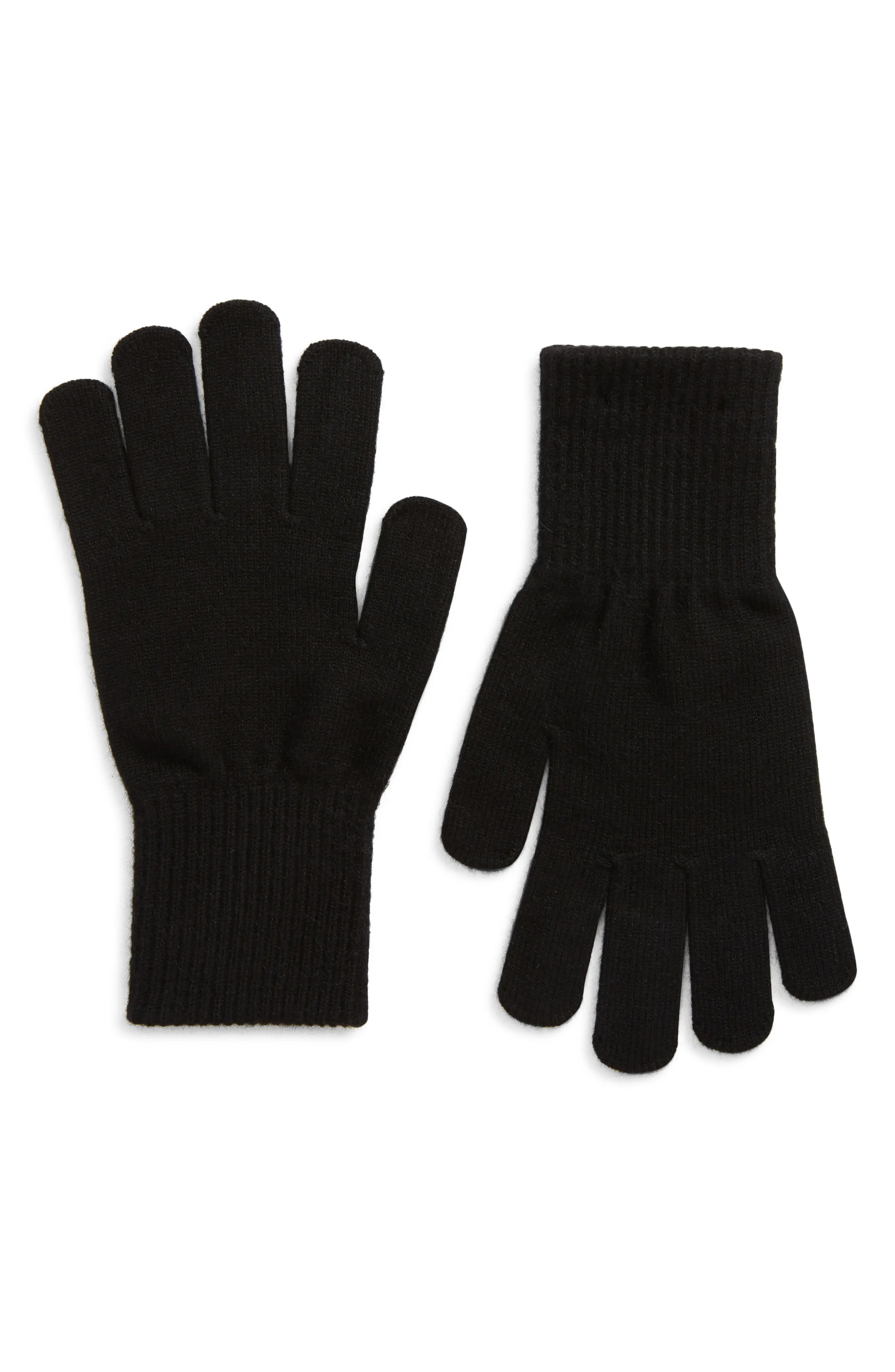 Women's Nordstrom Knit Gloves, Size One Size - Black | Nordstrom