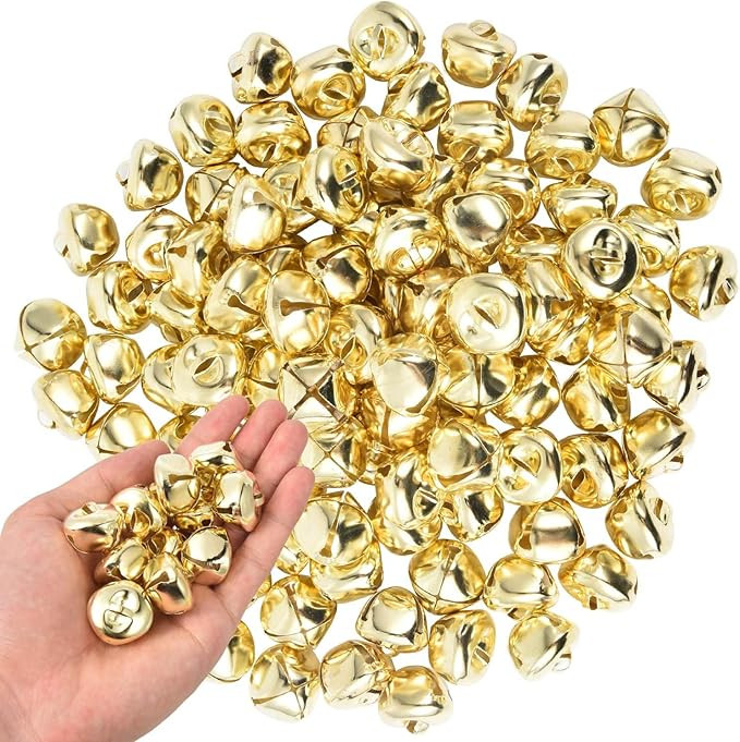 100 Pcs Jingle Bells Bulk, 1 Inch Craft Bells for DIY Christmas Home Decoration (Gold) | Amazon (US)