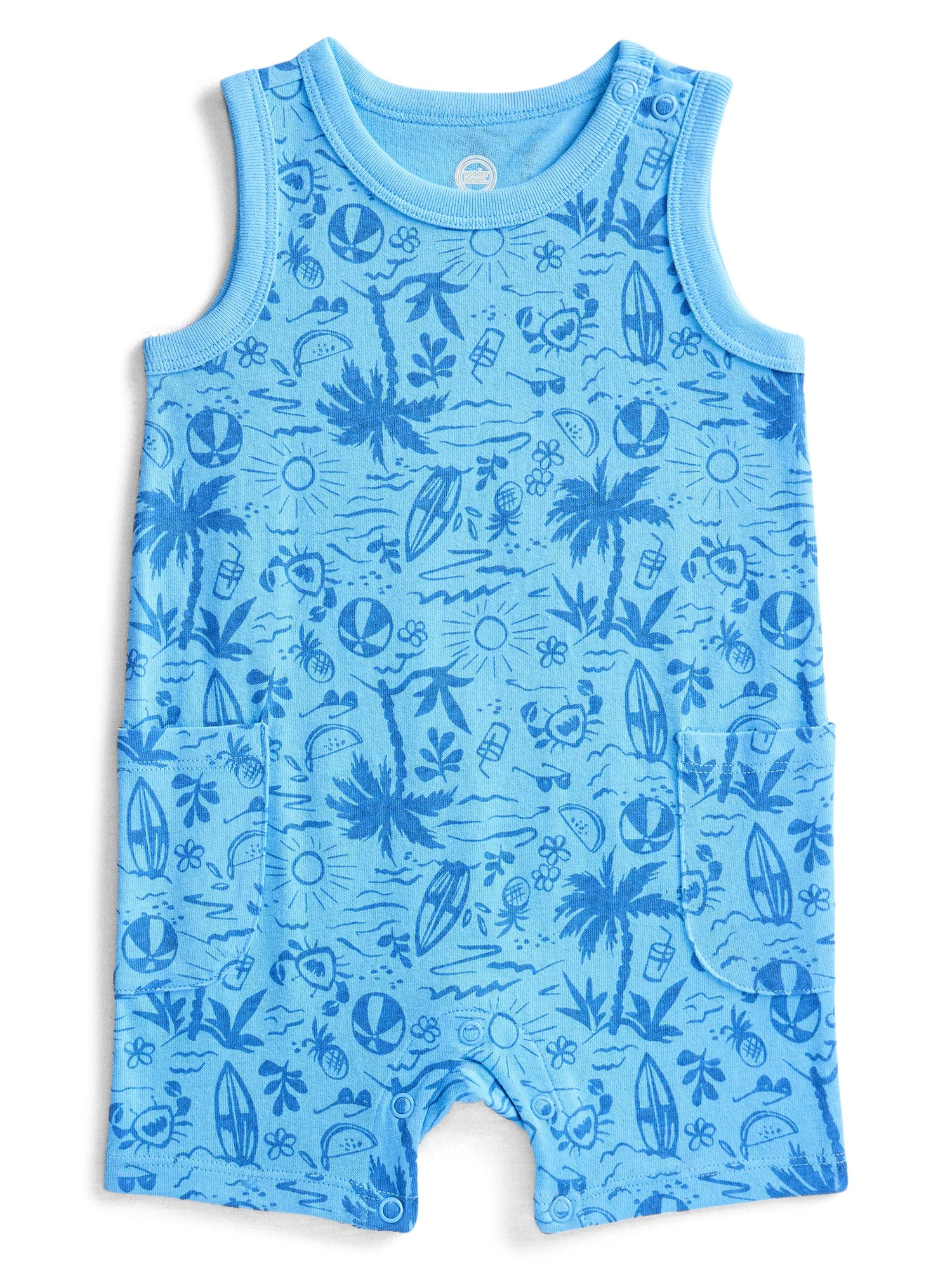 Wonder Nation Baby Boys Tank Romper, Sizes 0-24 Months | Walmart (US)