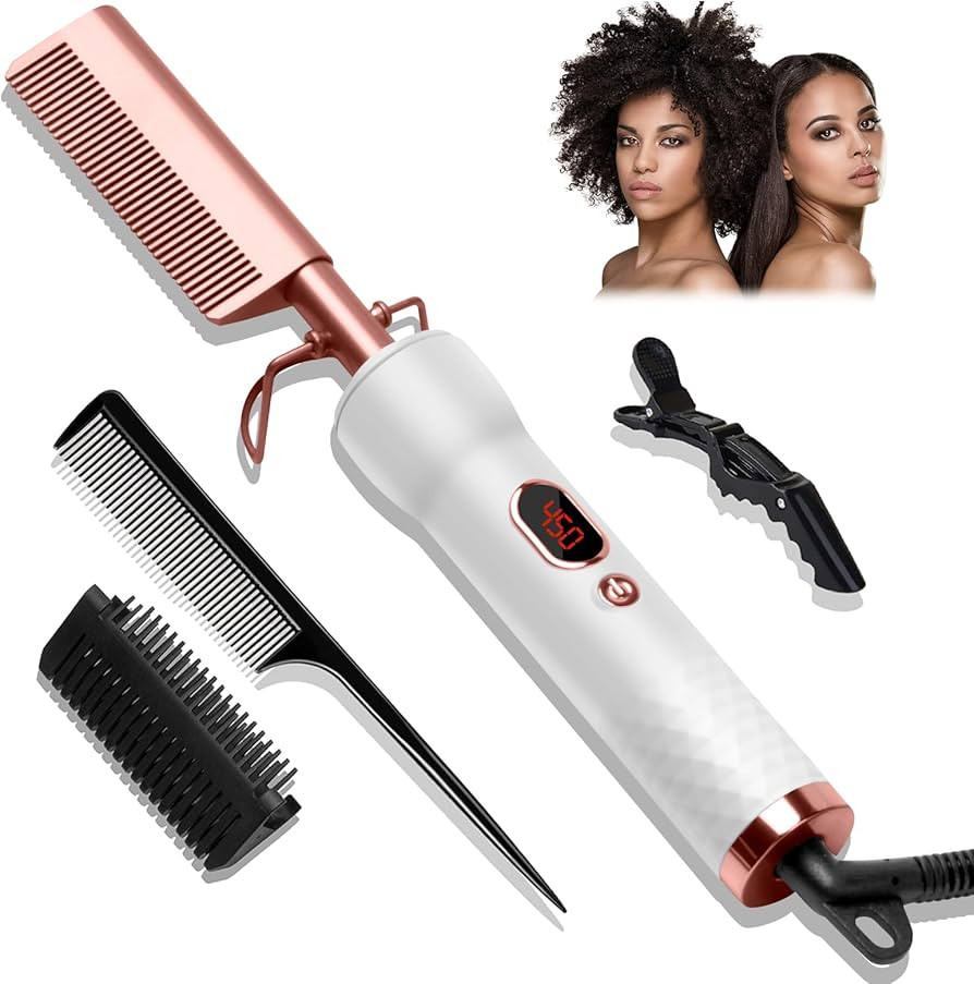 Hot Comb,Electric Hot Comb for Wigs Human Hair with 12 Temp Settings,110-240V Straightening Comb ... | Amazon (US)