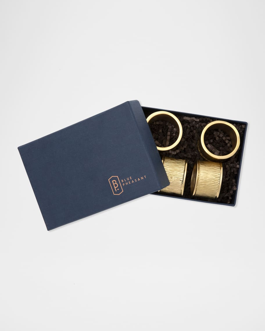 Blue Pheasant Ellery Gold Napkin Rings, Set of 4 | Neiman Marcus