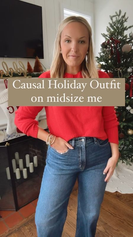 Casual holiday outfit - target outfit - red sweater - casual outfit   

#LTKmidsize #LTKHoliday #LTKfindsunder100