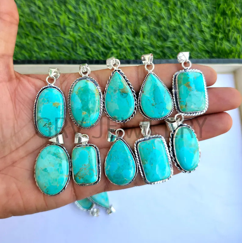 Mohave Turquoise Pendants: 925 Silver Plated Jewelry Wholesale Lot | Etsy (Global)