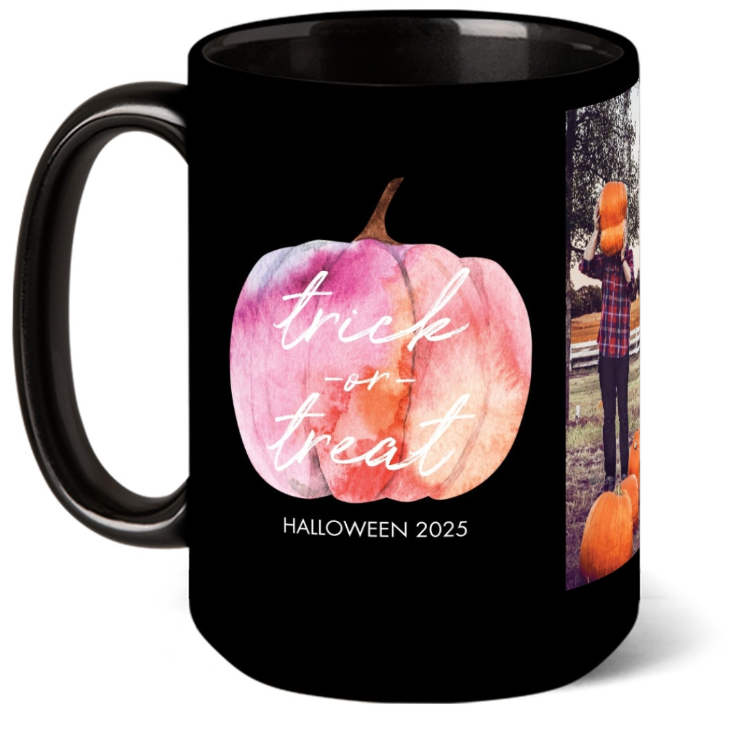 Black Photo Coffee Mugs: Spooky Pumpkin 15oz Landscape 1 Photo Snapfish | Snapfish USA