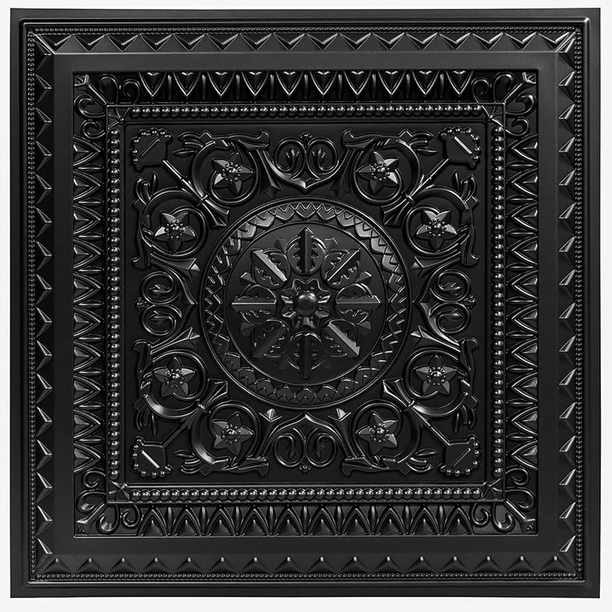 Art3d Drop Ceiling Tiles, Glue up Ceiling Tiles, 2'x2' Plastic Sheet in Black (12-Pack, 48 Sq.ft) | Amazon (US)