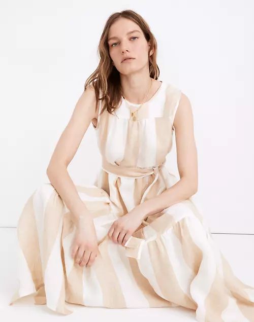 Madewell x LAUDE the Label Organic Linen Tiered Maxi Dress in Tulum Stripe | Madewell