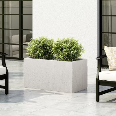 KWPZQEB 31.25" Magnesium Oxide Rectangular Planter, Large Outdoor Planters with Drainage Holes, All-Weather Use for Front Porch, Patio, White | Target