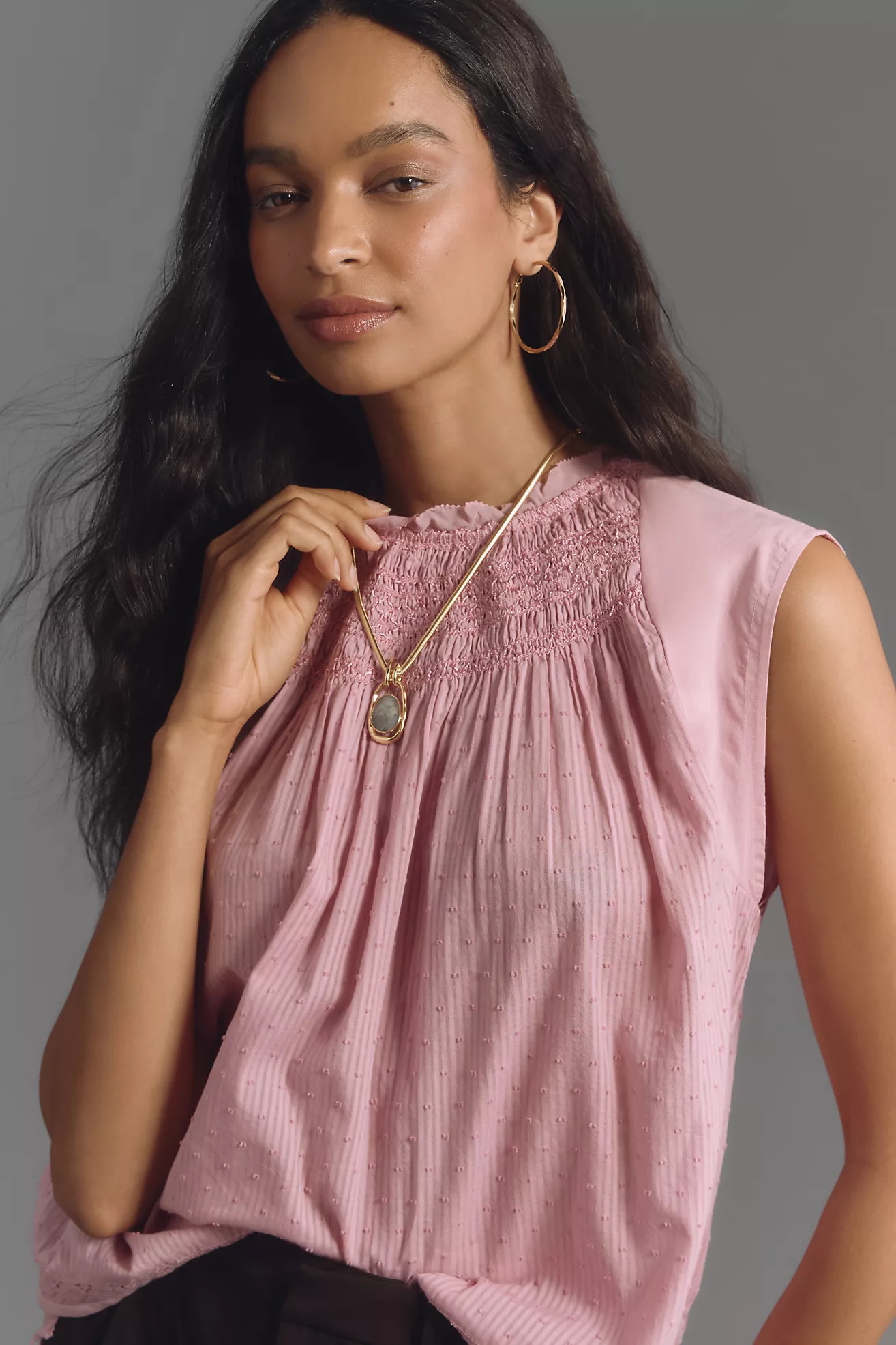 By Anthropologie Smocked Muscle Swing Top | Anthropologie (US)