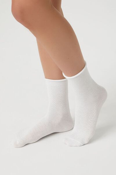 Rolled-Trim Chevron Crew Socks | Forever 21